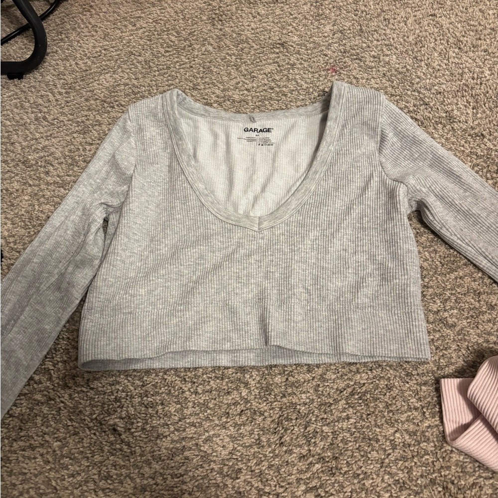 Garage Women's Light Gray Ribbed Crop Top